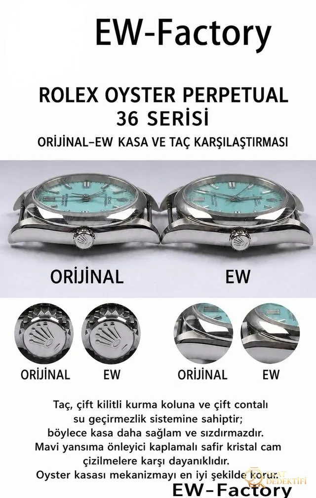 Gerçek-replika karşılaştırması: EW Factory Rolex Oyster Perpetual 36 MM replika saat incelemesi - Bilezik Bakla Ayrımı ve Pim Yapısı