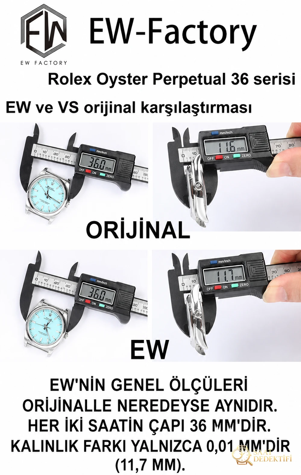 Gerçek-replika karşılaştırması: EW Factory Rolex Oyster Perpetual 36 MM replika saat incelemesi - Toka İçi Mikro Ayar Mekanizması