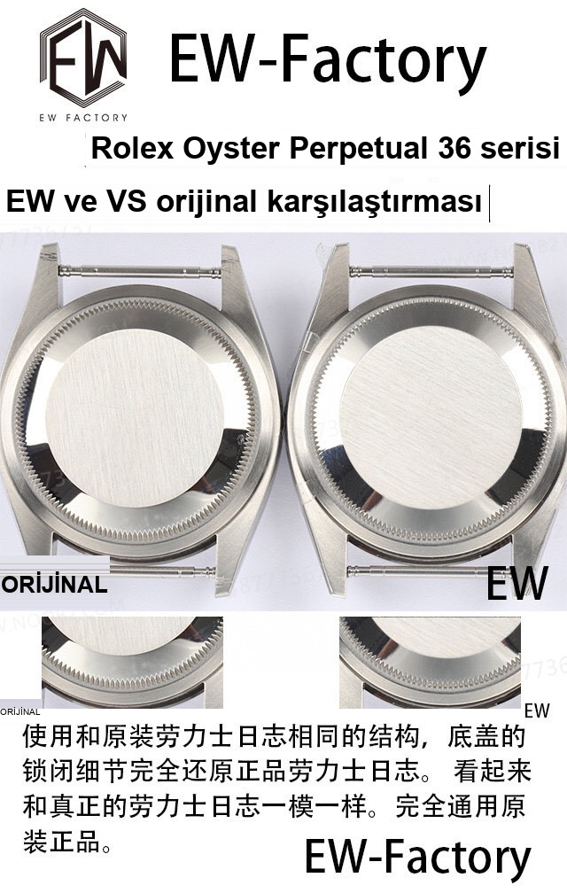 Gerçek-replika karşılaştırması: EW Factory Rolex Oyster Perpetual 36 MM replika saat incelemesi — 20. fotoğraf