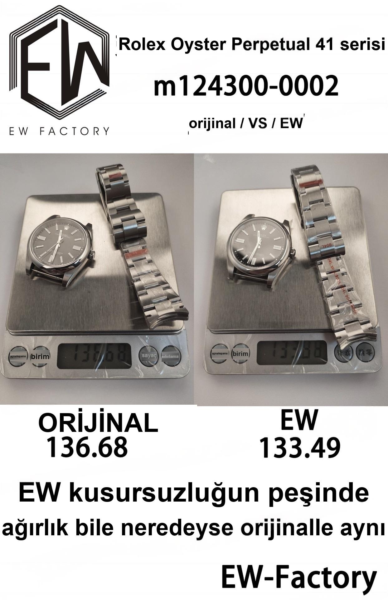 Gerçek-replika karşılaştırması: EW Factory Rolex Oyster Perpetual 41 mm replika saat ilk bakışta sahte — 20. fotoğraf