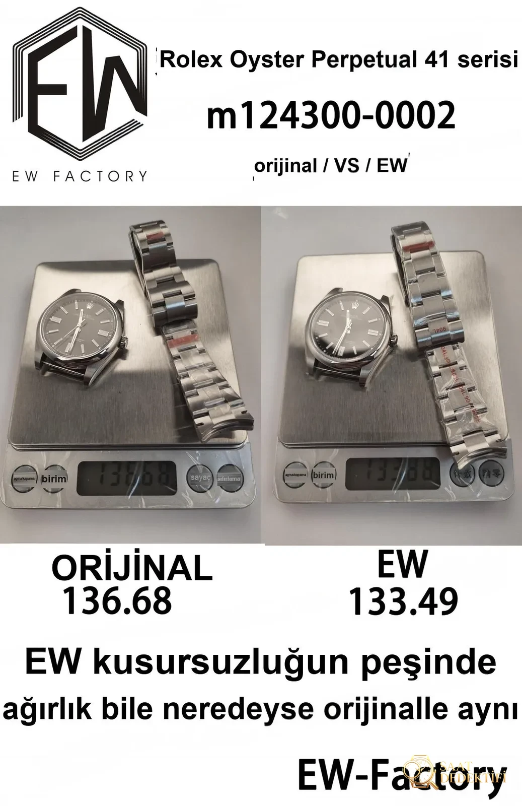 Gerçek-replika karşılaştırması: EW Factory Rolex Oyster Perpetual 41 mm replika saat ilk bakışta sahte - Koleksiyon ve Vitrin Görünümü