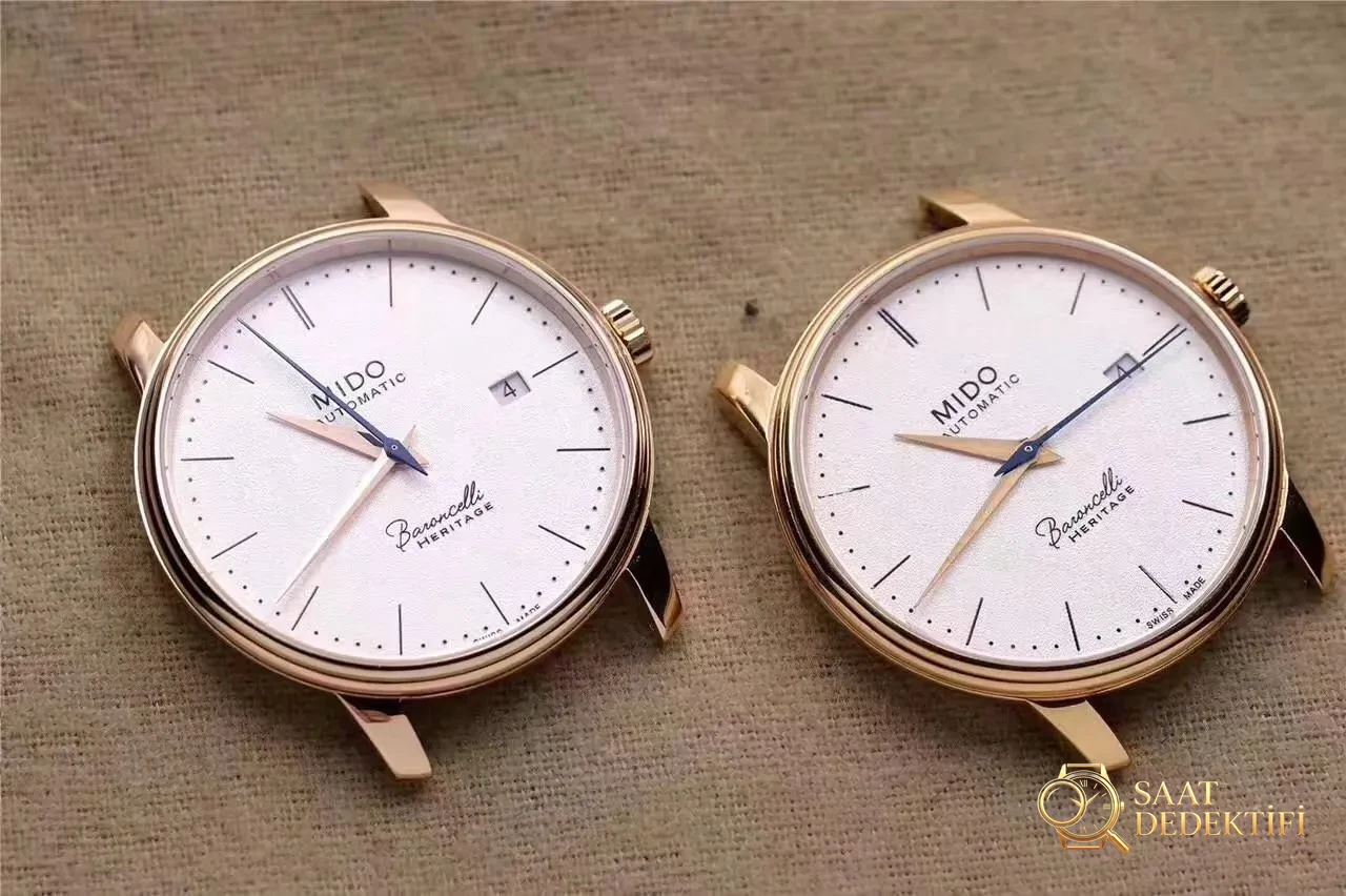 Gerçek-replika karşılaştırması: FK Factory Mido Baroncelli serisi M027.407 rose gold replika saat incelemesi, işçiliği nasıl? - Arka Kapak ve Mekanizma Detayı