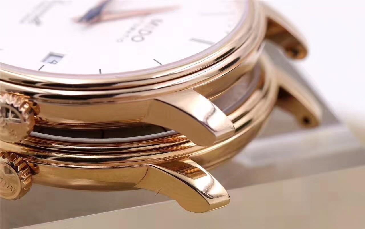 Gerçek-replika karşılaştırması: FK Factory Mido Baroncelli serisi M027.407 rose gold replika saat incelemesi, işçiliği nasıl? — 12. fotoğraf