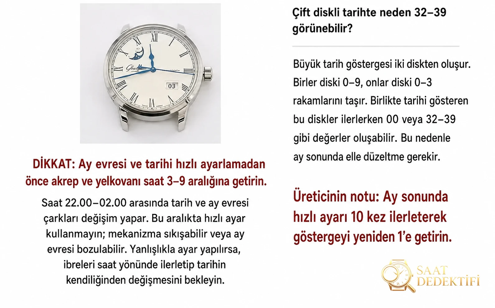 Gerçek-Replika Karşılaştırması: GL Factory Glashütte Senator Büyük Tarih Gerçek Ay Evreli Replika Saat - Yan Profil ve Kordon Bağlantısı