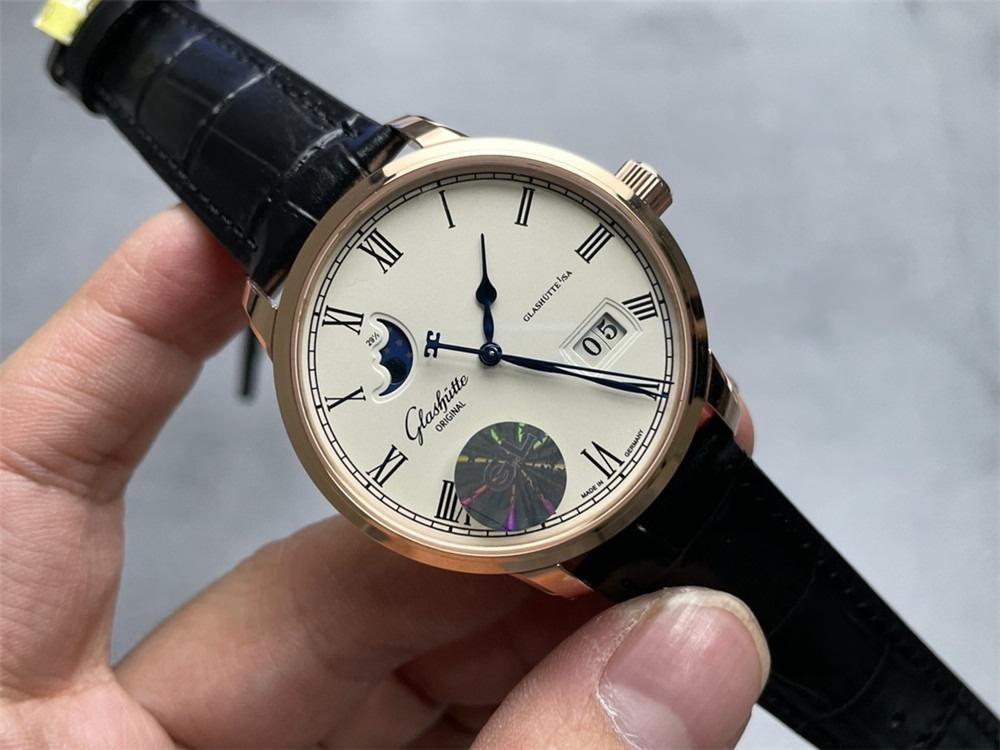 Gerçek-Replika Karşılaştırması: GL Factory Glashütte Senator Büyük Tarih Gerçek Ay Evreli Replika Saat — 13. fotoğraf
