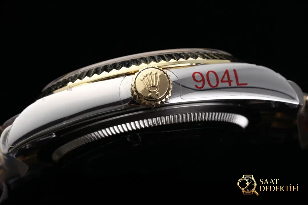Gerçek-replika karşılaştırması: GM Factory Rolex Datejust 36 mm beş sıralı bilezik, 3235 tek parça mekanizma V3 versiyon, altın kaplama seri orijinal ile inceleme - Kasa Çeliği ve Polisaj Kalitesi
