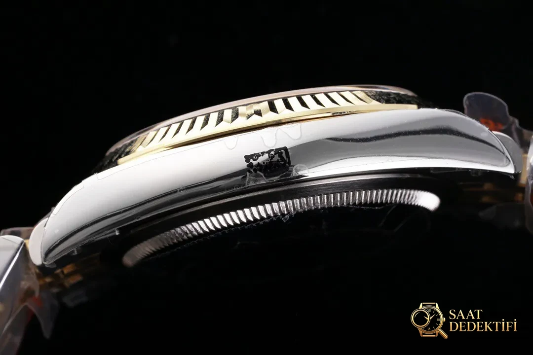 Gerçek-replika karşılaştırması: GM Factory Rolex Datejust 36 mm beş sıralı bilezik, 3235 tek parça mekanizma V3 versiyon, altın kaplama seri orijinal ile inceleme - Tepe Koruması ve Ayar Fonksiyonu