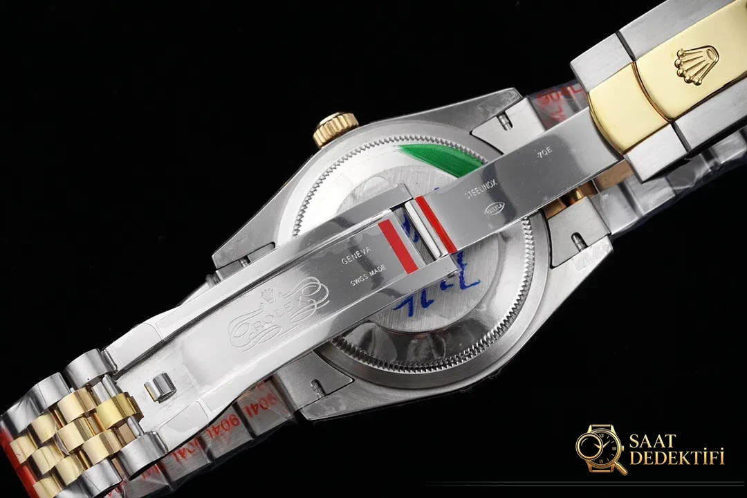 Gerçek-replika karşılaştırması: GM Factory Rolex Datejust 36 mm beş sıralı bilezik, 3235 tek parça mekanizma V3 versiyon, altın kaplama seri orijinal ile inceleme - Bilezik Bakla Ayrımı ve Pim Yapısı