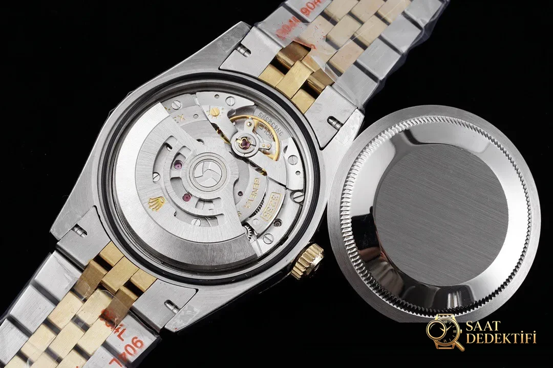 Gerçek-replika karşılaştırması: GM Factory Rolex Datejust 36 mm beş sıralı bilezik, 3235 tek parça mekanizma V3 versiyon, altın kaplama seri orijinal ile inceleme - Kadran İbreleri ve Saniye Akışı