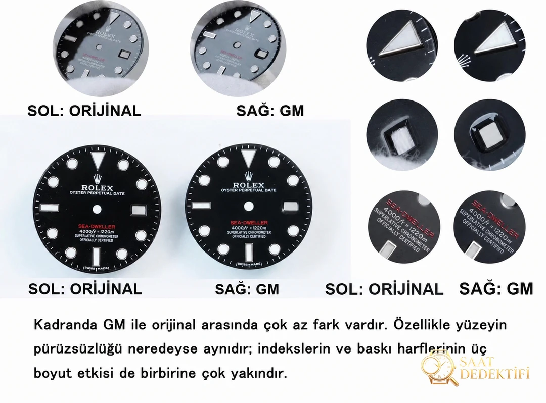 Gerçek-Replika Karşılaştırması: GM Factory Rolex Sea-Dweller Single Red 126600, 3235 In-House Mekanizmalı Replika Karşılaştırmalı İncelemesi - Kasa Profili ve Kurma Kolu İncelemesi