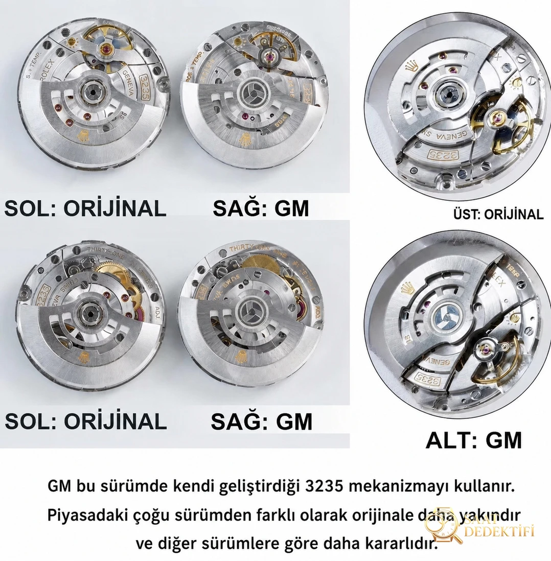 Gerçek-Replika Karşılaştırması: GM Factory Rolex Sea-Dweller Single Red 126600, 3235 In-House Mekanizmalı Replika Karşılaştırmalı İncelemesi - Arka Kapak ve Mekanizma Detayı