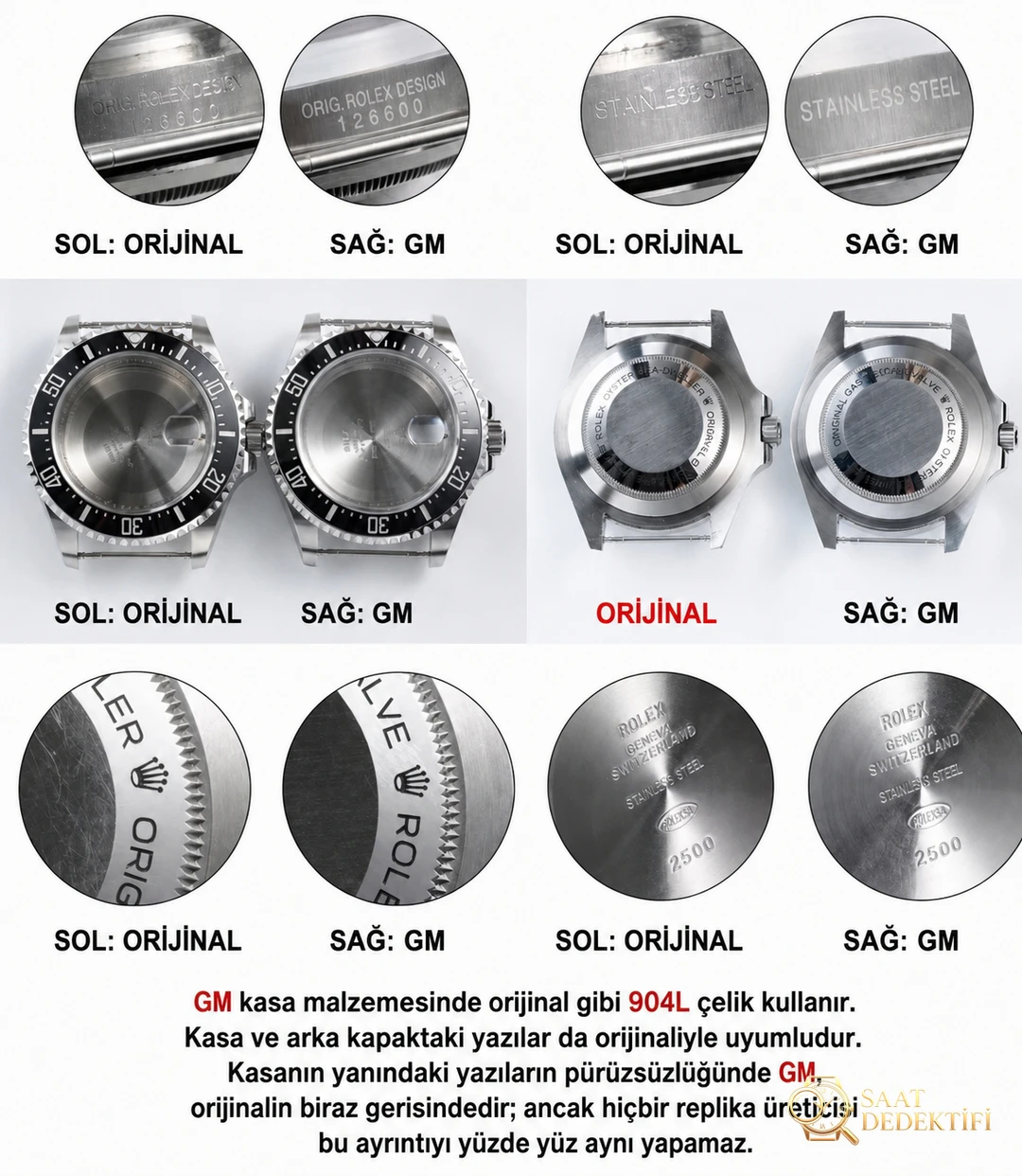 Gerçek-Replika Karşılaştırması: GM Factory Rolex Sea-Dweller Single Red 126600, 3235 In-House Mekanizmalı Replika Karşılaştırmalı İncelemesi - Makro Kadran ve İndeks İşçiliği