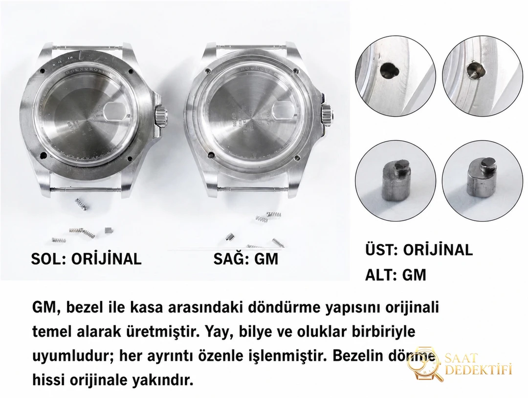 Gerçek-Replika Karşılaştırması: GM Factory Rolex Sea-Dweller Single Red 126600, 3235 In-House Mekanizmalı Replika Karşılaştırmalı İncelemesi - Mekanizma Zemberek ve Balans Detayı