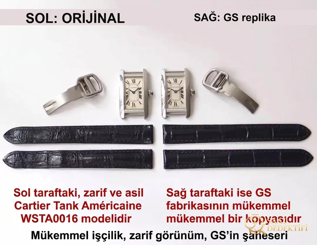Gerçek-replika karşılaştırması: GS Factory Cartier Tank Americaine WSTA0016 kadın İsviçre kuvars mekanizmalı replika saat ile orijinali arasındaki fark nerede? Bu fabrika nasıl? - Kadran Detayı ve Bezel İşçiliği
