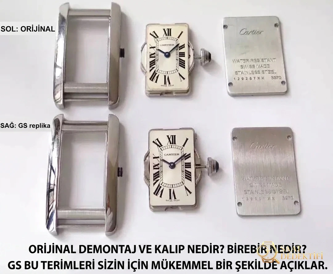Gerçek-replika karşılaştırması: GS Factory Cartier Tank Americaine WSTA0016 kadın İsviçre kuvars mekanizmalı replika saat ile orijinali arasındaki fark nerede? Bu fabrika nasıl? - Makro Kadran ve İndeks İşçiliği