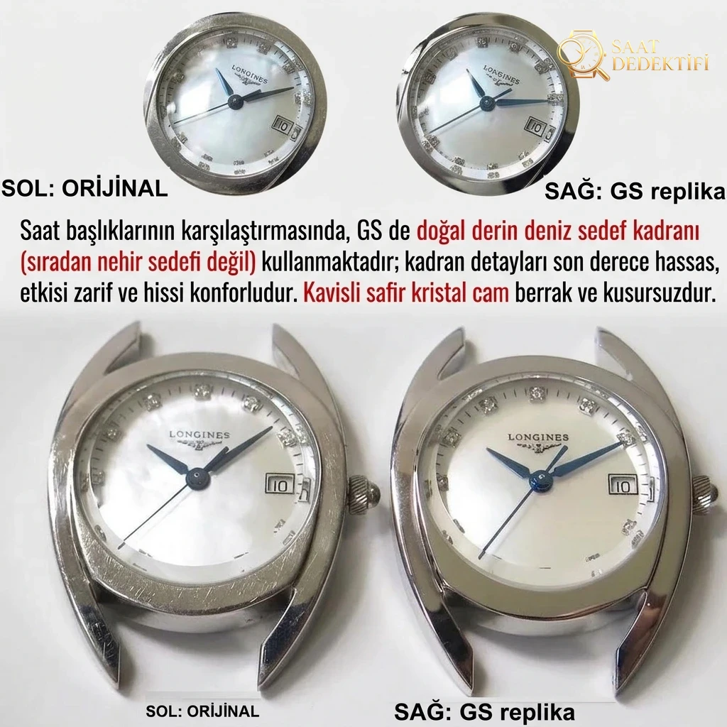 Gerçek-Replika Karşılaştırması: GS Factory Longines Equestrian Serisi Kadın Replika Saat, İsviçre Orijinal 152 Mekanizma - Arka Kapak ve Mekanizma Detayı