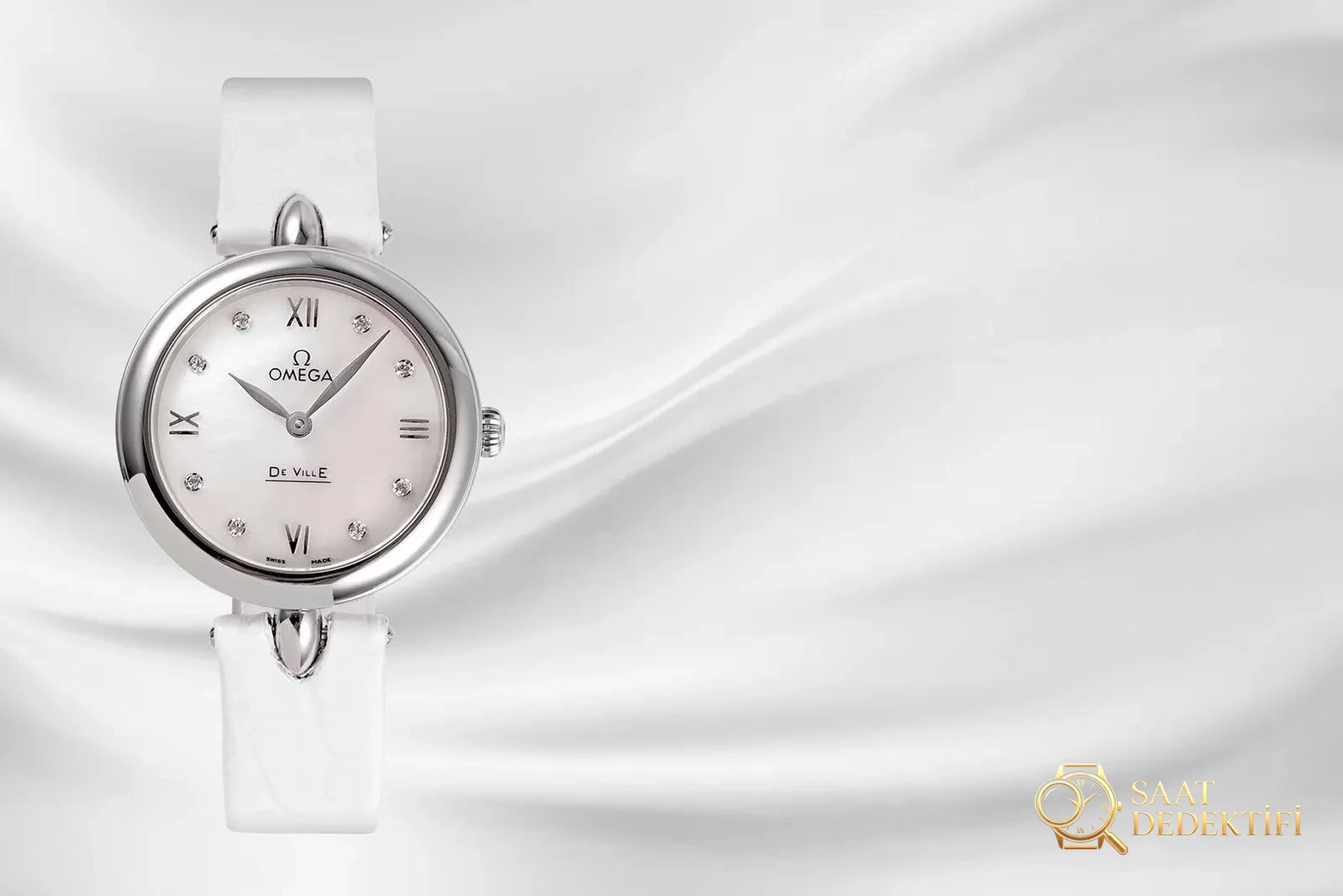 Gerçek-replika karşılaştırması: GS Factory Omega De Ville serisi 424.13.27.60.55.001 replika kadın kol saati 27.4 mm İsviçre menşeli kuvars - Kasa Profili ve Kurma Kolu İncelemesi