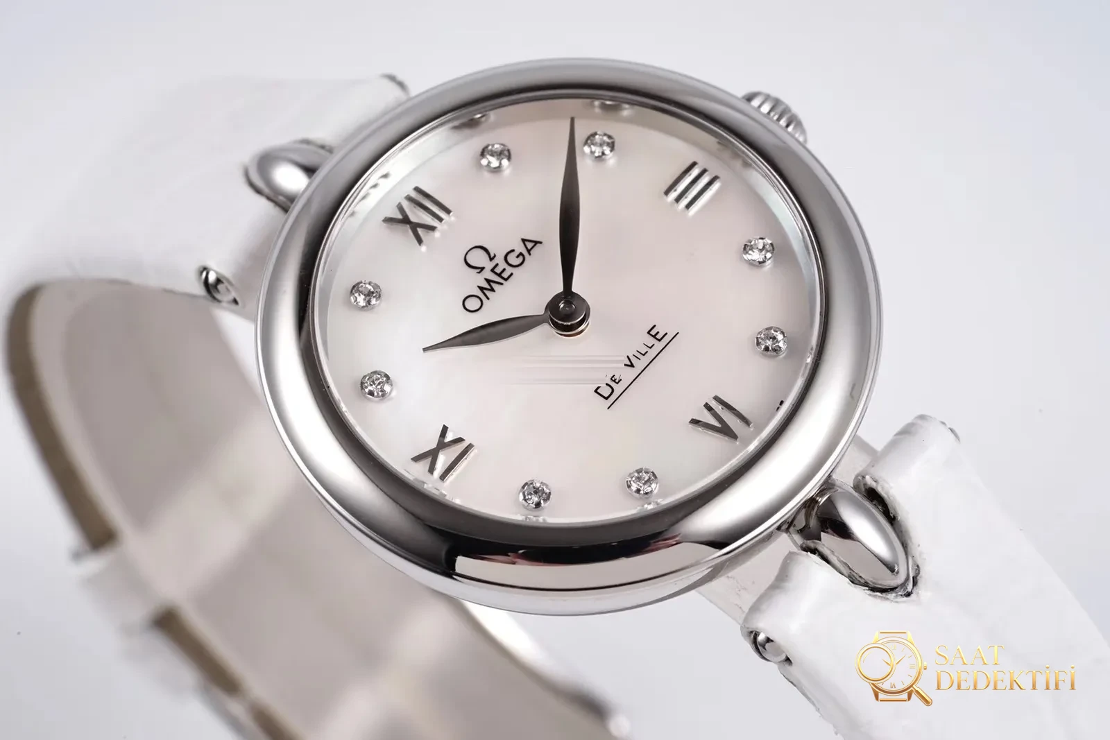 Gerçek-replika karşılaştırması: GS Factory Omega De Ville serisi 424.13.27.60.55.001 replika kadın kol saati 27.4 mm İsviçre menşeli kuvars - Toka İçi Mikro Ayar Mekanizması