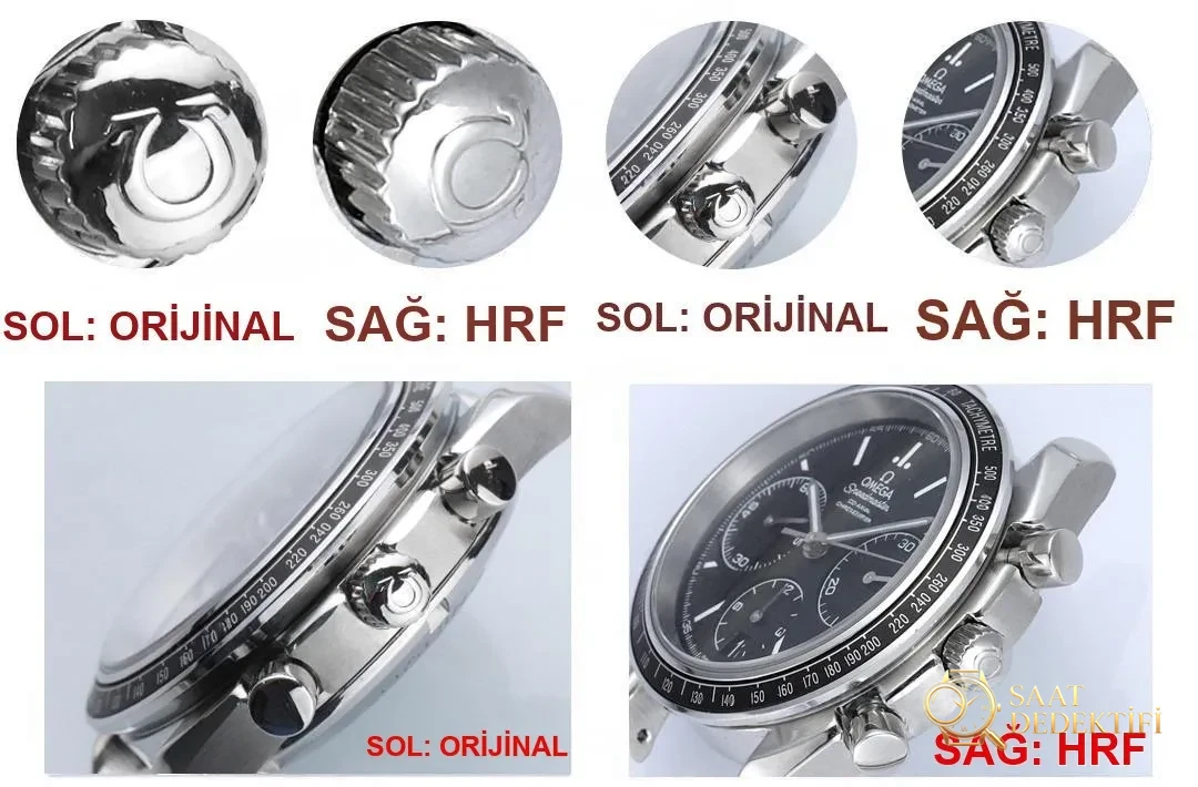 Gerçek-Replika Karşılaştırması: HR Factory Omega Speedmaster 326 Çok Fonksiyonlu Kronograf Kol Saati - Bilezik, Toka ve Klips Mekanizması