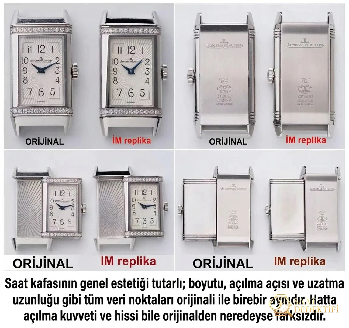 Gerçek-replika karşılaştırması: IM Factory Jaeger-LeCoultre Reverso kadın replika saat Q3288420 - Bilezik, Toka ve Klips Mekanizması