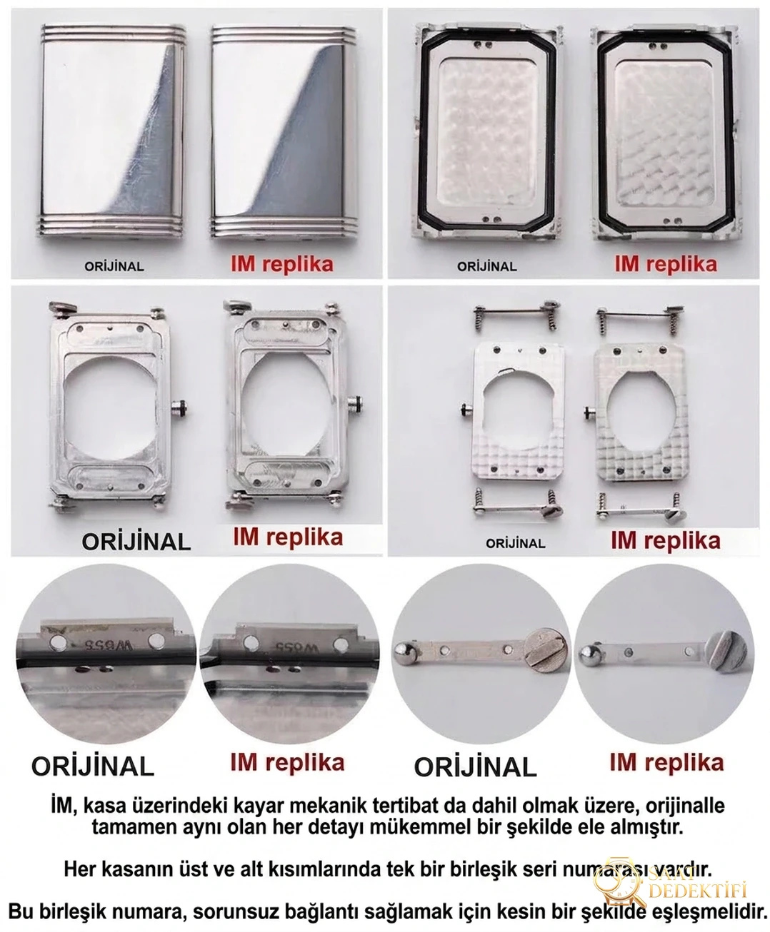 Gerçek-replika karşılaştırması: IM Factory Jaeger-LeCoultre Reverso kadın replika saat Q3288420 - Mekanizma Zemberek ve Balans Detayı