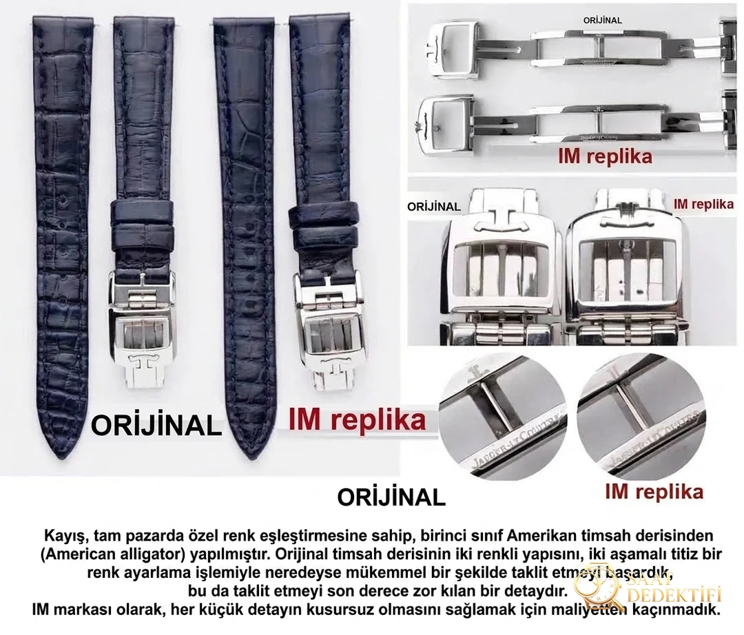 Gerçek-replika karşılaştırması: IM Factory Jaeger-LeCoultre Reverso kadın replika saat Q3288420 - Yan Profil ve Kordon Bağlantısı