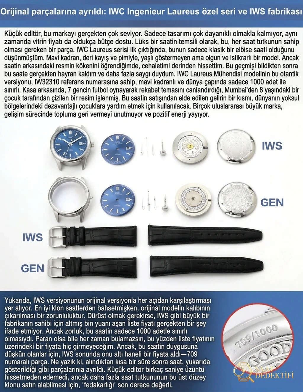 Gerçek-replika karşılaştırması: IWS Factory IWC Ingenieur Laureus Limited Edition IW323310 saat incelemesi - Kadran Detayı ve Bezel İşçiliği