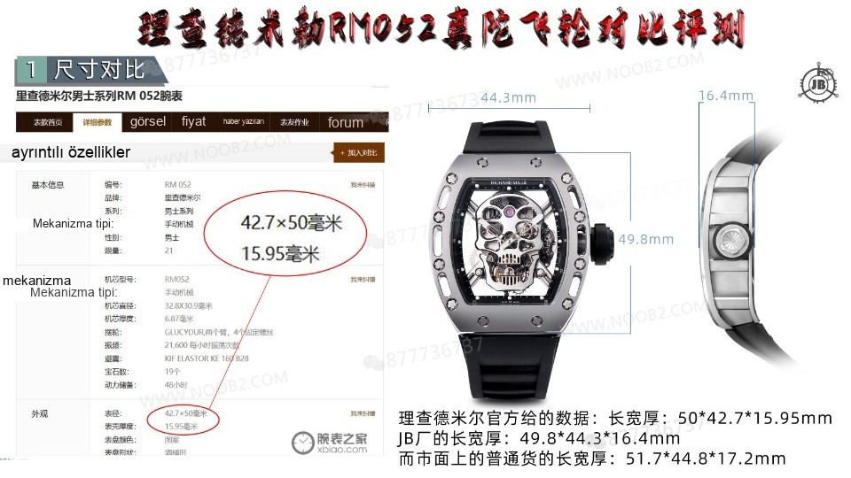 Gerçek-replika karşılaştırması: JB Factory Richard Mille RM52-01 gerçek tourbillon kol saatini nereden alabilirim? — 1. fotoğraf
