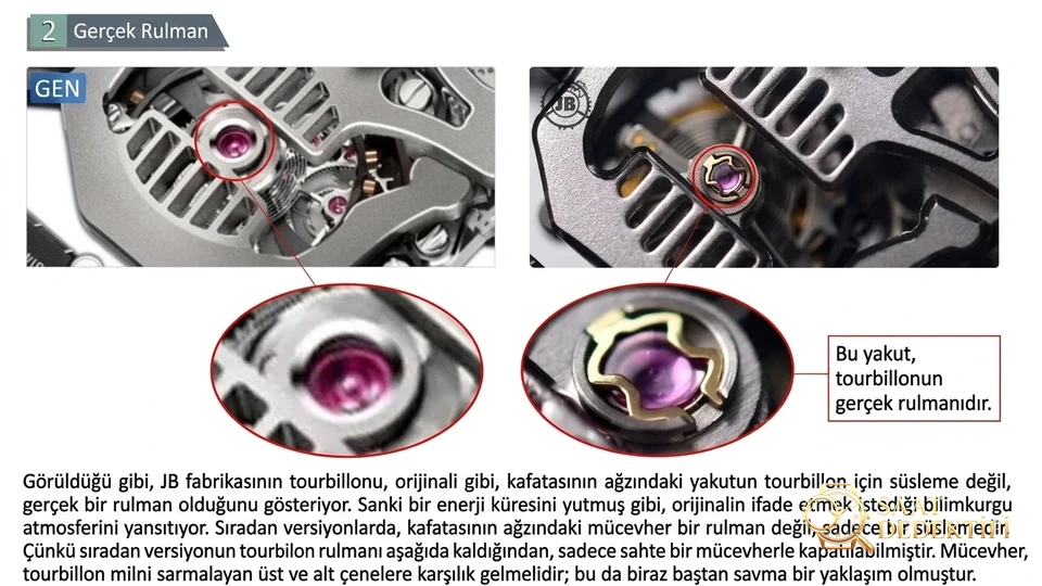 Gerçek-replika karşılaştırması: JB Factory Richard Mille RM52-01 gerçek tourbillon kol saatini nereden alabilirim? - Kadran Detayı ve Bezel İşçiliği