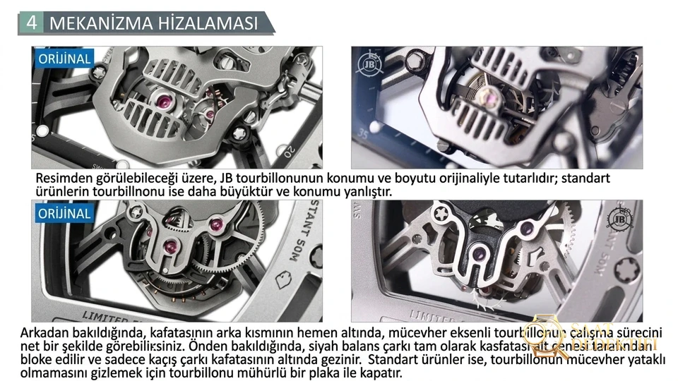 Gerçek-replika karşılaştırması: JB Factory Richard Mille RM52-01 gerçek tourbillon kol saatini nereden alabilirim? - Arka Kapak ve Mekanizma Detayı
