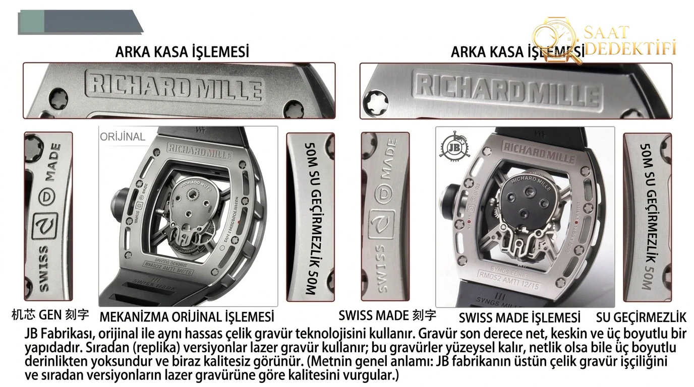 Gerçek-replika karşılaştırması: JB Factory Richard Mille RM52-01 gerçek tourbillon kol saatini nereden alabilirim? - Klips Kilidi ve Lazer Damgalar