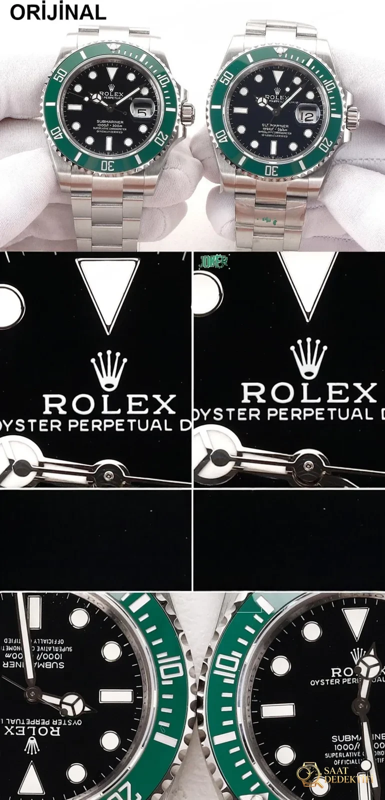 Gerçek-Replika Karşılaştırması: Joker Rolex Submariner İşçiliği Nasıl? Almaya Değer mi? - Kadran Detayı ve Bezel İşçiliği