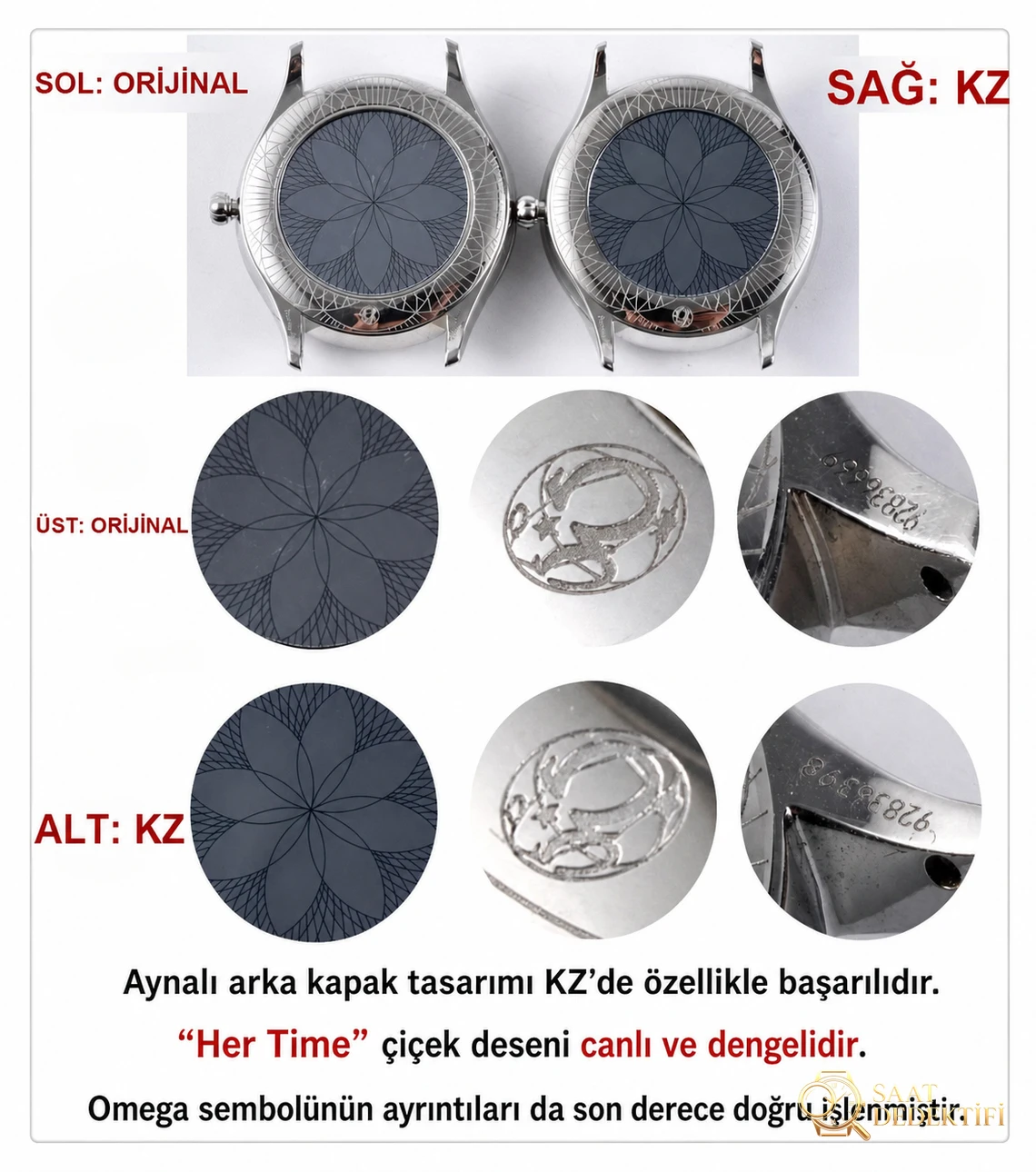Gerçek-replika karşılaştırması: KZ Factory Omega De Ville Prestige serisi kadın kol saati - Roma rakamlı saat işaretleri, orijinal 4061 kuvars mekanizma detay incelemesi - Klips Kilidi ve Lazer Damgalar