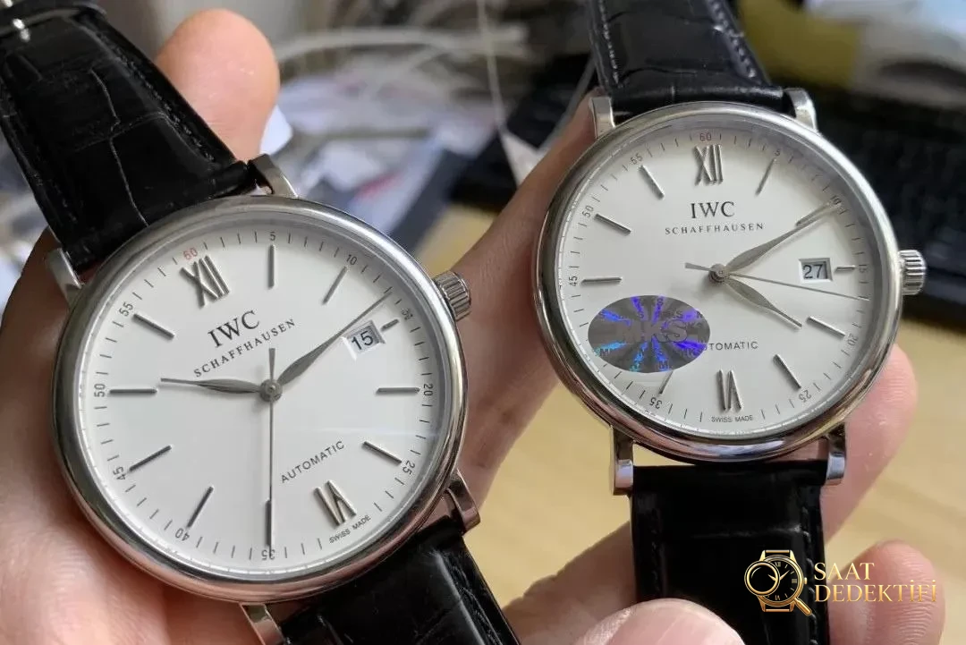 Gerçek-replika karşılaştırması: MKS IWC Portofino klasik erkek replika saati V5 versiyonunun orijinal IW356501 ile karşılaştırması - Kasa Profili ve Kurma Kolu İncelemesi