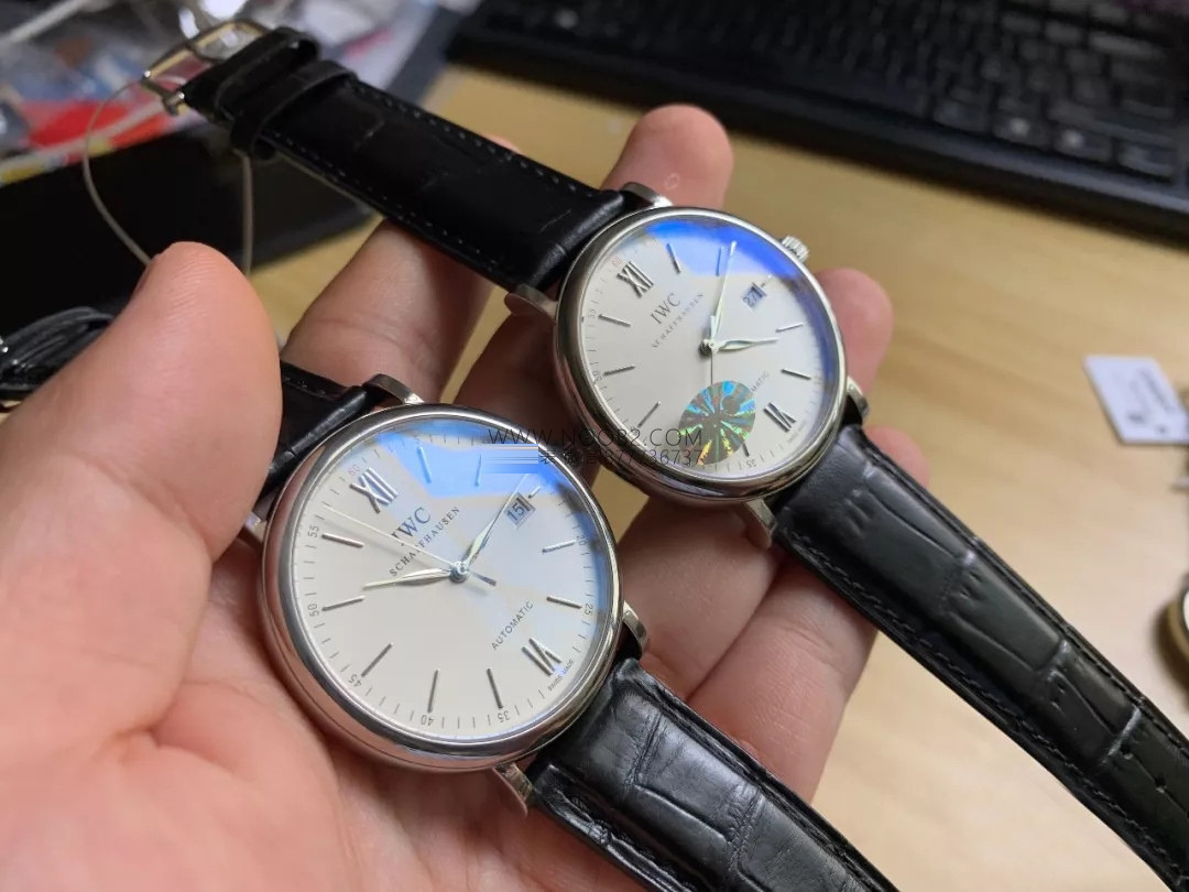Gerçek-replika karşılaştırması: MKS IWC Portofino klasik erkek replika saati V5 versiyonunun orijinal IW356501 ile karşılaştırması — 6. fotoğraf