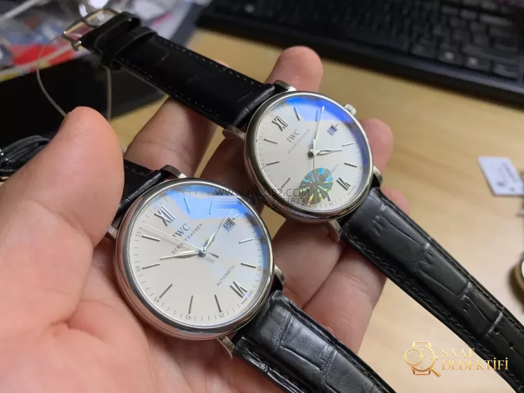 Gerçek-replika karşılaştırması: MKS IWC Portofino klasik erkek replika saati V5 versiyonunun orijinal IW356501 ile karşılaştırması - Klips Kilidi ve Lazer Damgalar