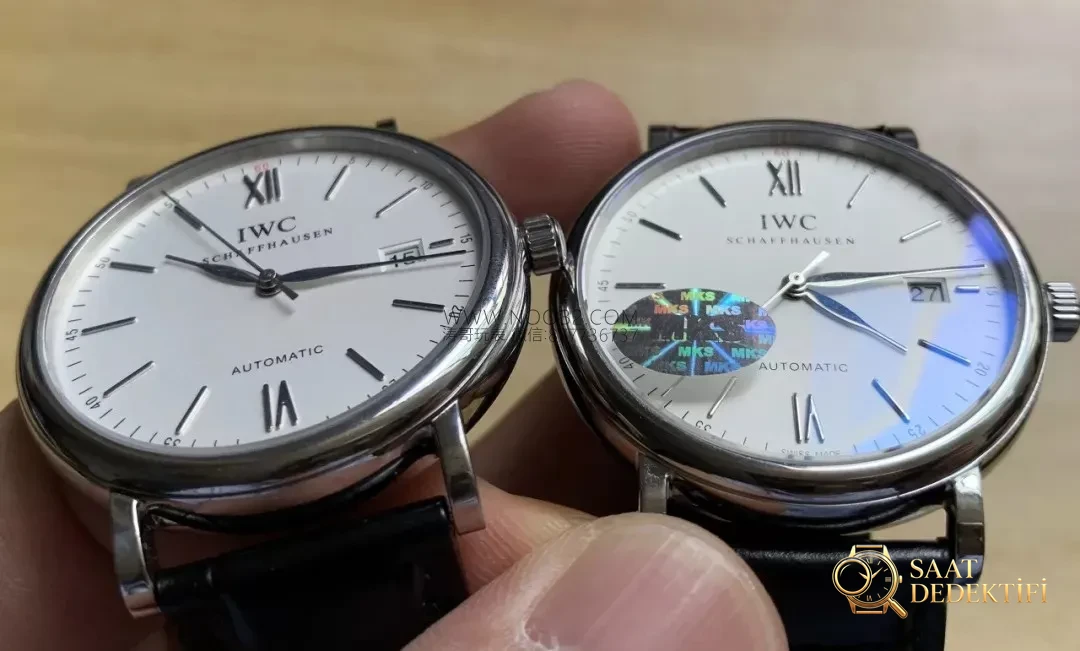 Gerçek-replika karşılaştırması: MKS IWC Portofino klasik erkek replika saati V5 versiyonunun orijinal IW356501 ile karşılaştırması - Kasa Çeliği ve Polisaj Kalitesi