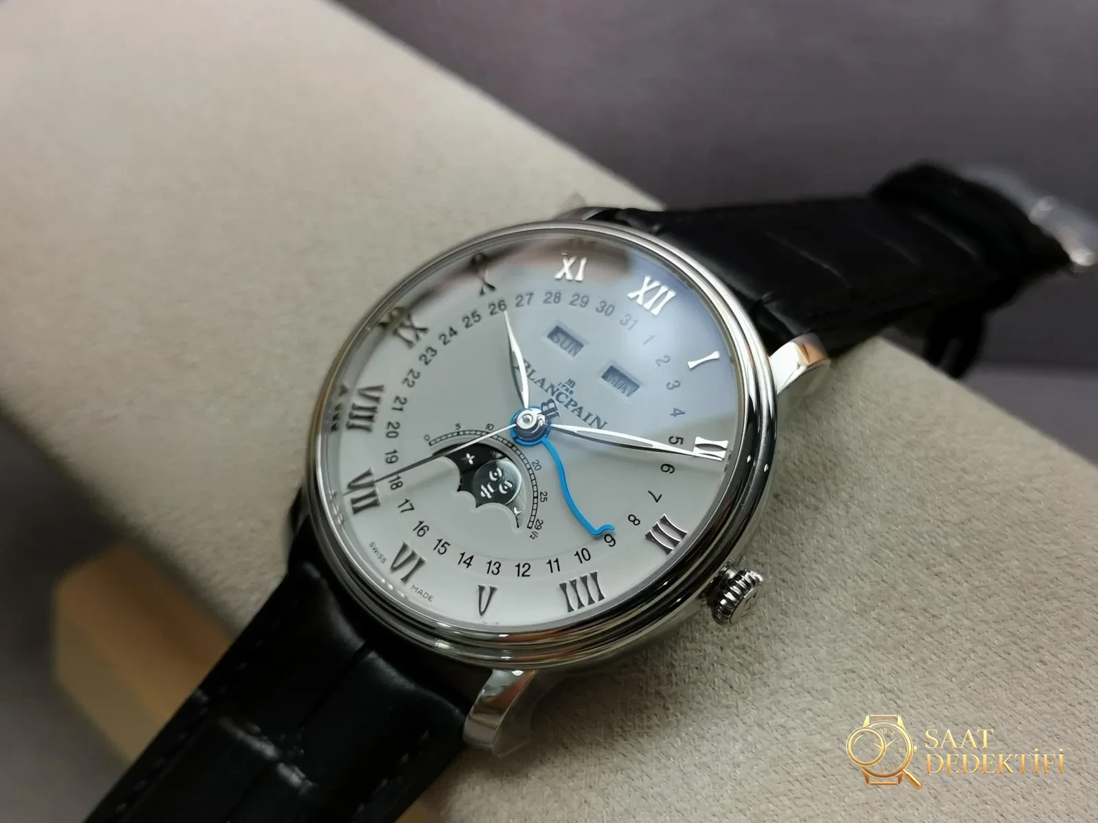 Gerçek-replika karşılaştırması: OM Factory V3 versiyonu Blancpain 6654 tam takvim ay evreli replika saat - Kasa Profili ve Kurma Kolu İncelemesi