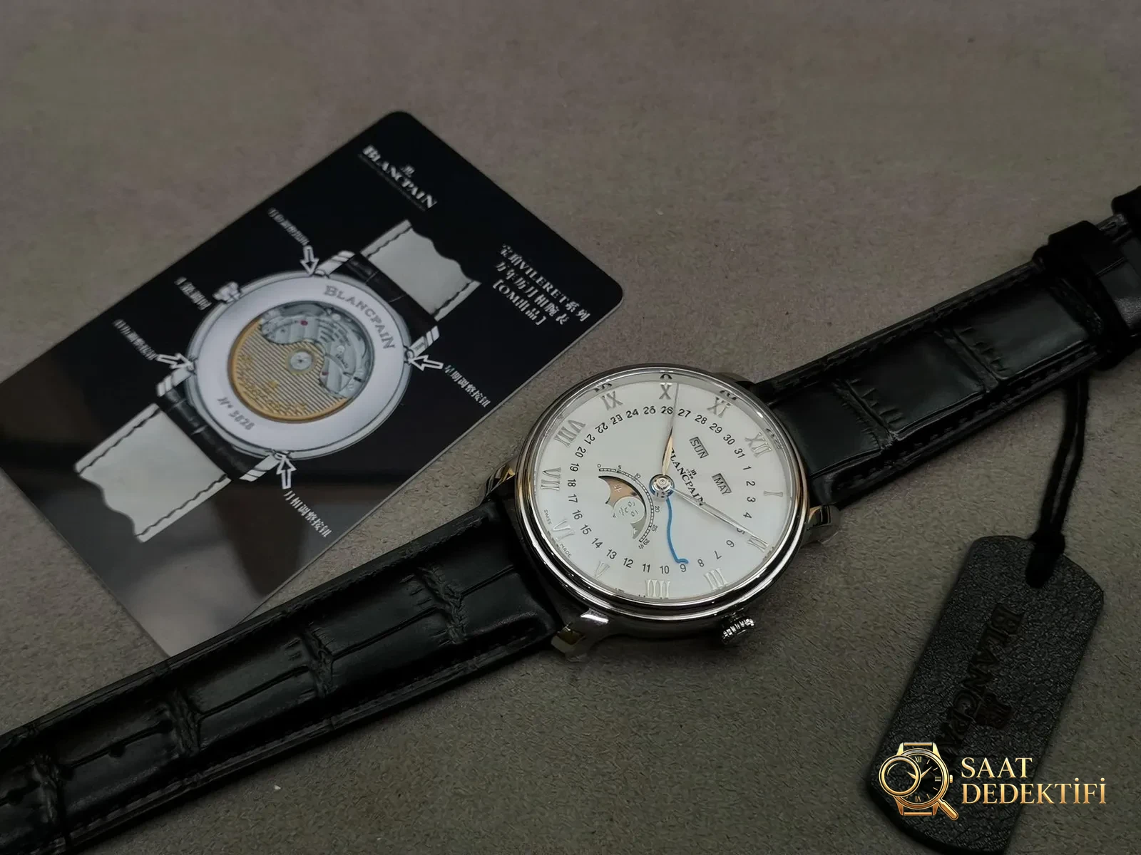 Gerçek-replika karşılaştırması: OM Factory V3 versiyonu Blancpain 6654 tam takvim ay evreli replika saat - Bilezik, Toka ve Klips Mekanizması