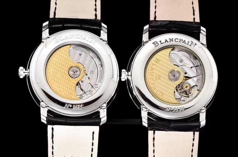 Gerçek-replika karşılaştırması: OM Factory V3 versiyonu Blancpain 6654 tam takvim ay evreli replika saat — 15. fotoğraf