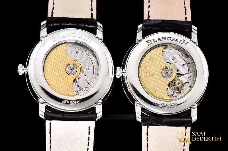 Gerçek-replika karşılaştırması: OM Factory V3 versiyonu Blancpain 6654 tam takvim ay evreli replika saat - Bilezik Bakla Ayrımı ve Pim Yapısı