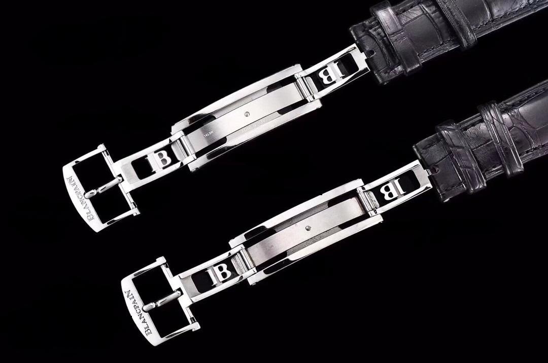 Gerçek-replika karşılaştırması: OM Factory V3 versiyonu Blancpain 6654 tam takvim ay evreli replika saat — 18. fotoğraf