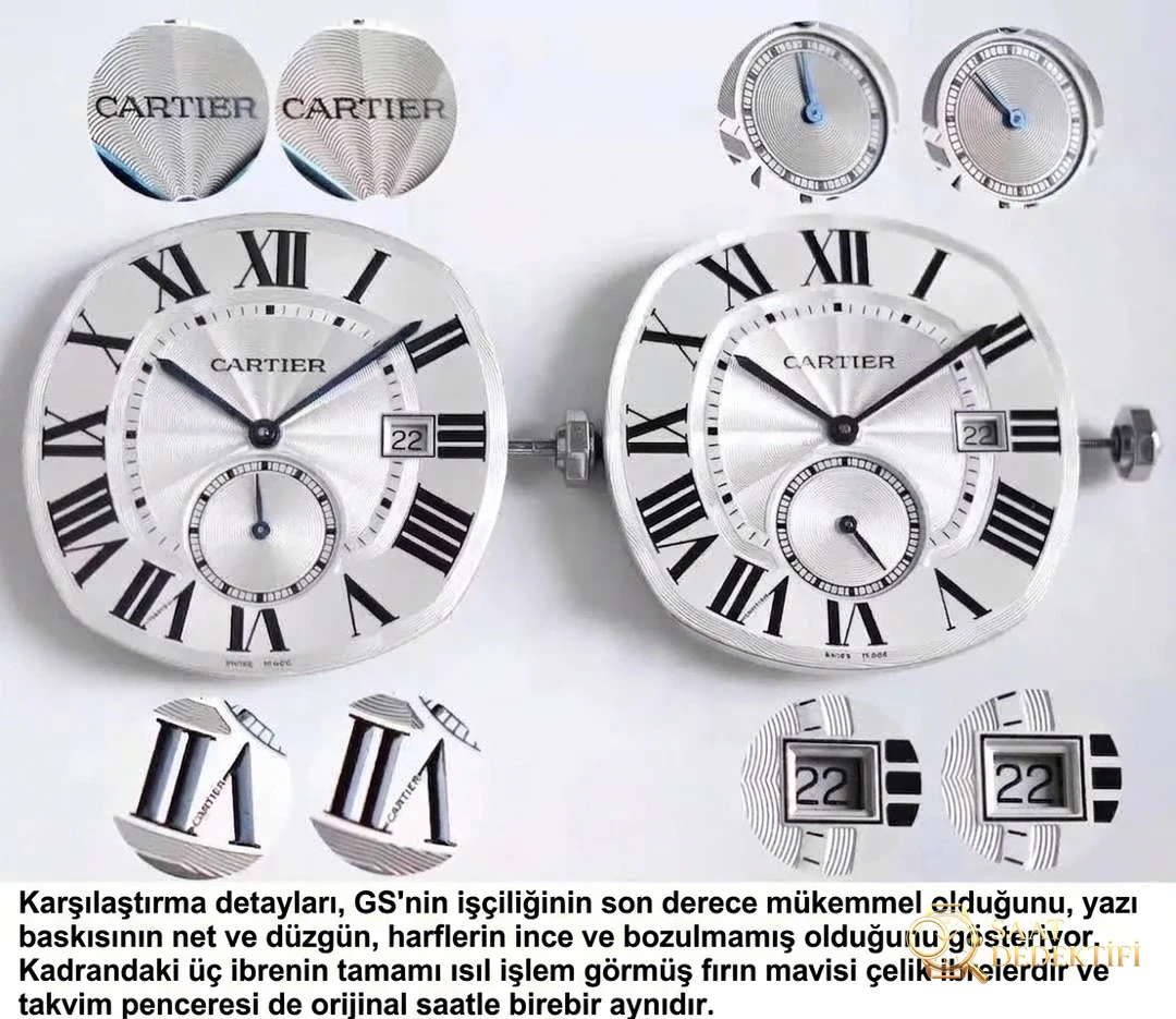 Real-replica comparison, original review: How much is the GS Factory Cartier Drive de series WSNM0004 replica watch? Is the quality good? - Macro Dial and Index Workmanship