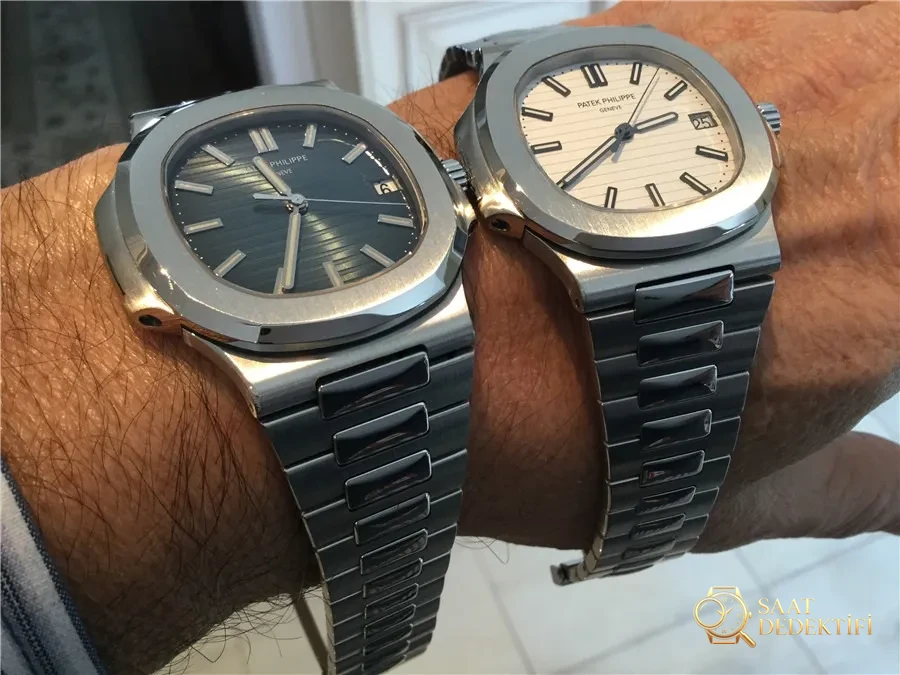 Gerçek-replika karşılaştırması: PPF Factory beyaz kadranlı Nautilus V2 versiyon replika saatin orijinal Patek Philippe 5711 mavi kadranlı ile karşılaştırma incelemesi - Arka Kapak ve Mekanizma Detayı