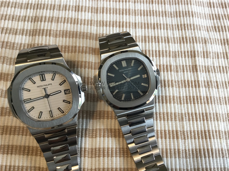 Gerçek-replika karşılaştırması: PPF Factory beyaz kadranlı Nautilus V2 versiyon replika saatin orijinal Patek Philippe 5711 mavi kadranlı ile karşılaştırma incelemesi — 6. fotoğraf