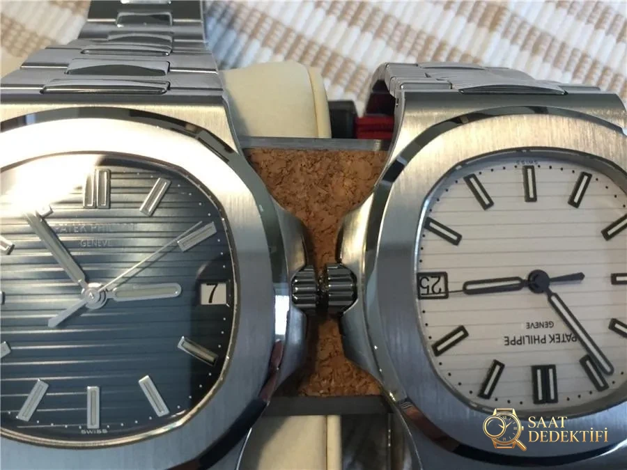 Gerçek-replika karşılaştırması: PPF Factory beyaz kadranlı Nautilus V2 versiyon replika saatin orijinal Patek Philippe 5711 mavi kadranlı ile karşılaştırma incelemesi - Tepe Kilit Mekanizması ve Conta Yapısı