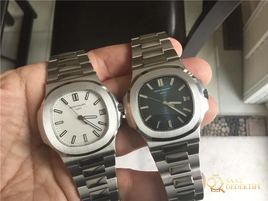 Gerçek-replika karşılaştırması: PPF Factory beyaz kadranlı Nautilus V2 versiyon replika saatin orijinal Patek Philippe 5711 mavi kadranlı ile karşılaştırma incelemesi - Kadran Güneş Işını (Sunburst) Efekti