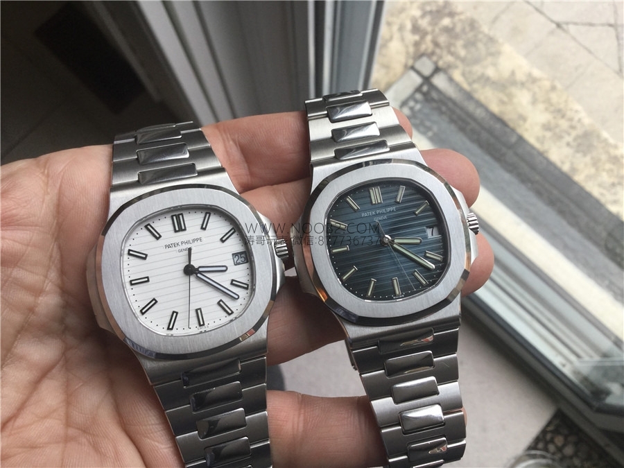 Gerçek-replika karşılaştırması: PPF Factory beyaz kadranlı Nautilus V2 versiyon replika saatin orijinal Patek Philippe 5711 mavi kadranlı ile karşılaştırma incelemesi — 29. fotoğraf