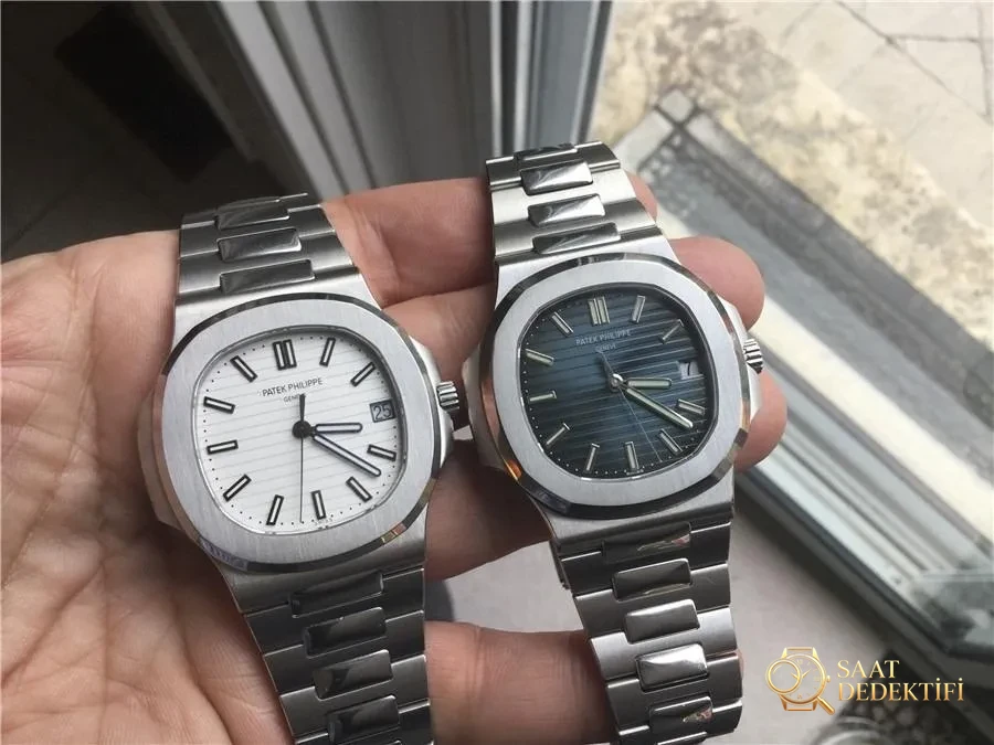 Gerçek-replika karşılaştırması: PPF Factory beyaz kadranlı Nautilus V2 versiyon replika saatin orijinal Patek Philippe 5711 mavi kadranlı ile karşılaştırma incelemesi - Dalgıç Kilit Uzatması ve Toka Güvenliği