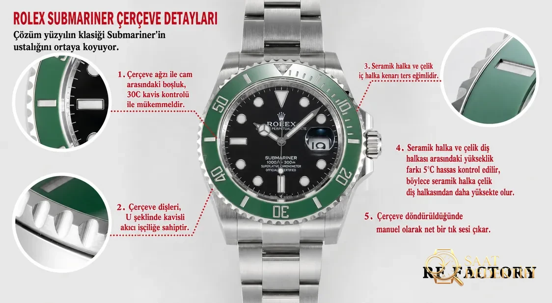 Gerçek-replika karşılaştırması: RF Factory Rolex yeni siyah Submariner